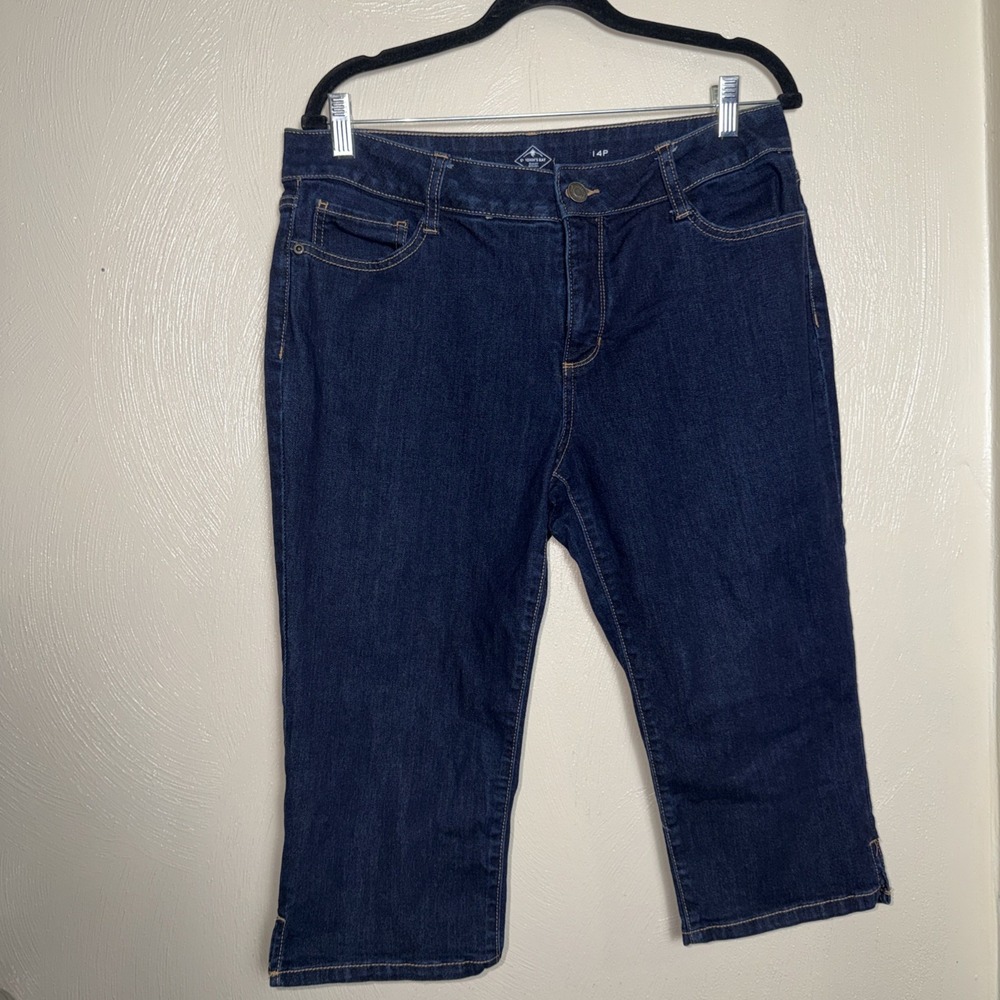 St John's Bay Women's Capri Jeans, Mid-Rise, Size 14P, Dark Wash